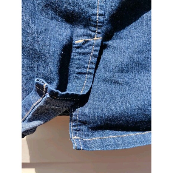 Apostrophe Petite Blue Jean Skirt Denim Womens Sz 10 P Knee Length Slit Pockets - Picture 8 of 10